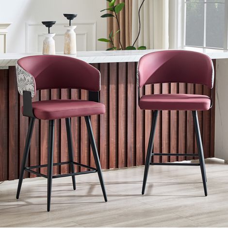 Sedia da pranzo imbottita con schienale e braccioli, PU rosso, set da 2 HAVRYA (1/5)