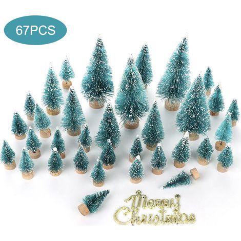 66 künstliche Mini-Weihnachtsbäume aus Sisal in Schnee-Tannenform mit Holzsockel für Weihnachtsdekoration, Partys, Heimdekoration, Tischdekoration, Bastelarbeiten (1/5)