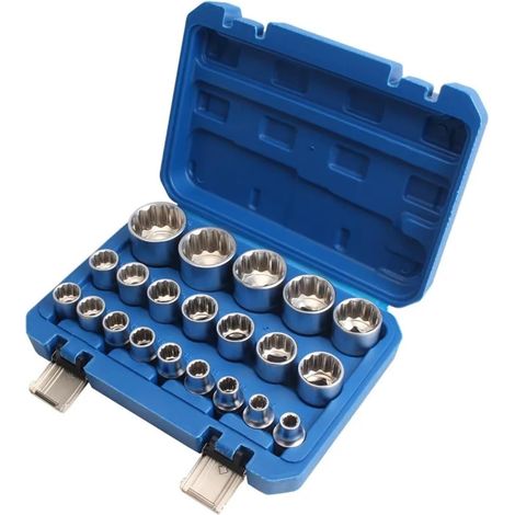 Outil de clé à cliquet Douille Torx dentée 12 Points 8-36mm spécification tête Ensemble 21 pièces Piece Set - (1/5)