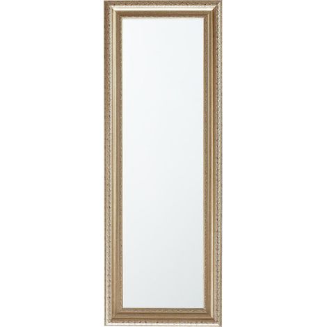 Beliani – Miroir mural rectangulaire doré 50 x 141 cm – Cadre en plastique élégant – Accrochage vertical/horizontal – Agrandit visuellement l'espace