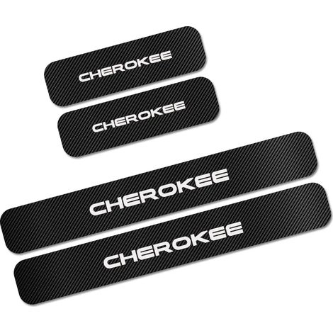 (Cherokee) Autocollants de seuil de porte (4 pièces) pour Jeep Renegade,Wrangler JK,TJ,Rubicon,Cherokee,Patriot,Trail Hawk,Compass - Accessoires de tuning automobile (1/3)