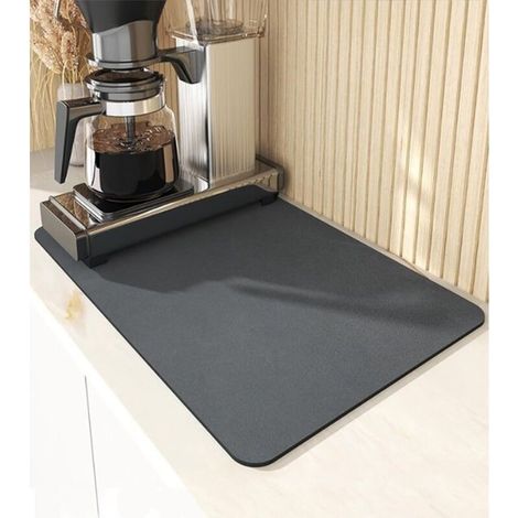 Tapis égouttoir absorbant pour café - Tapis d'égouttage - 40 x 50 cm - Noir - Tapis de tassement pour machine à café - Accessoires de cuisine et de thé - Tapis d'égouttage pour machine à café (1/5)