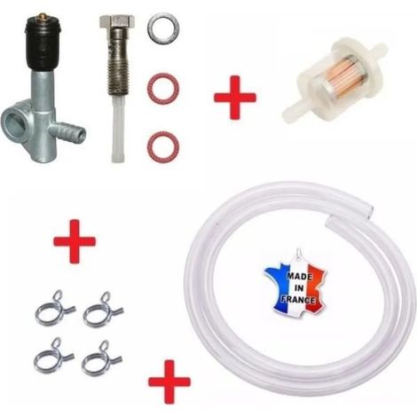 Kit essence universel – Robinet à tirette MBK 88 – Durite, filtre et collier de serrage pour mobylette – Entretien moteur