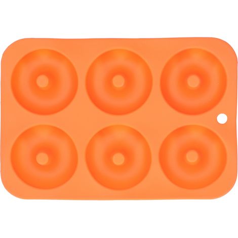 Silikon-Donutform mit 6 Mulden, antihaftbeschichtet, runde Schokoladenkuchenform, Backform für Küche und Backofen (Orange) (1/5)