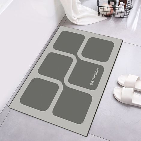 Tapis de bain Fnyoxu 40 x 60 cm - Ultra-absorbant, séchage rapide, envers en caoutchouc antidérapant, lavable - Convient pour la salle de bain, la douche et le devant de la baignoire
