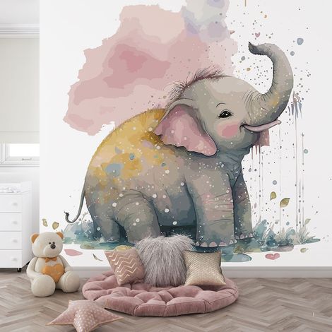 Papier peint panoramique Enfants - Éléphante - 130 cm x 84 cm (1/4)