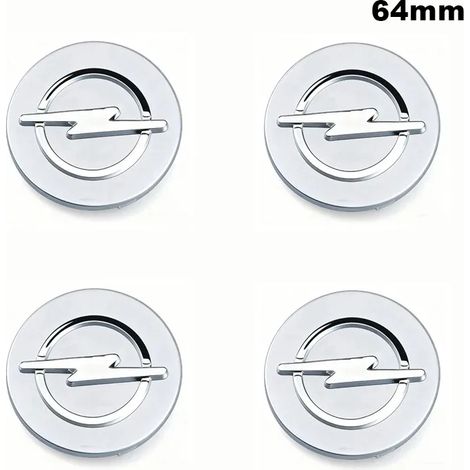 (Argent - 64 mm) - Lot de 4 enjoliveurs de roue avec logo, compatibles avec Opel Insignia, Astra J, H, G, F, Corsa, Zafira et Tigra. (1/5)