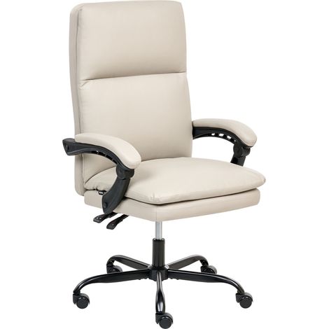 Sedia direzionale da ufficio Regolazione del sedile Inclinazione Imbottitura spessa Finta pelle Beige Chiaro Serene