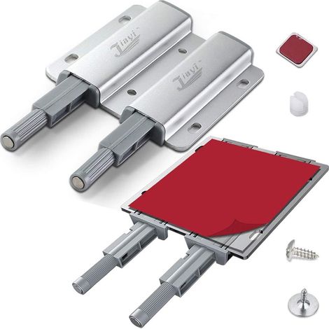 Push To Open Magnet Door Pusher - Aluminium Housing - For Cupboard Drawer Closure - 2 Pieces (1/5)
