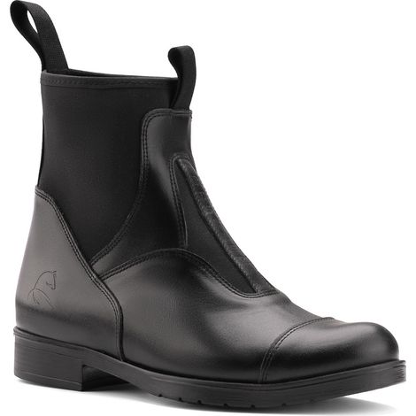Jugendreitstiefel, Leder, Neopren, schwarz, Größe 37