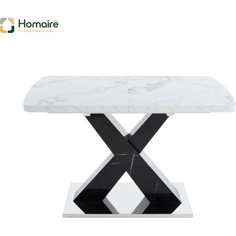 Table à manger, blanc, en mdf 160 x 80 x 76,5 cm HOMAIRE (1/5)