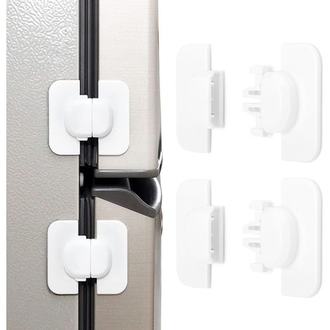 Verrou de porte de réfrigérateur en 2 parties, verrou de porte pour armoire enfant, adhésif de sécurité pour porte, sans clé