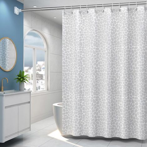180 x 200 cm, made of PEVA fabric, white finish, shower curtain with 12 rings (1/3)