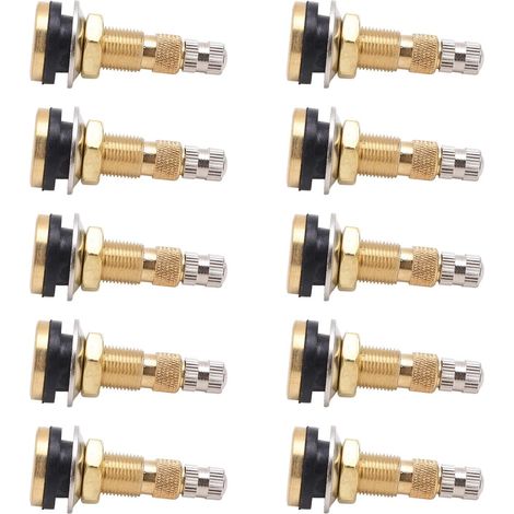 Tiges de Valve de Pneu, 10 Pièces Tige de Valve de Pneu sans Chambre à Air Liquide en Laiton 1 7/8 Pouces TR6 18A Tiges de Valve de Pneu de Pelle Rétro de Niveleuse de Tracteur (1/5)
