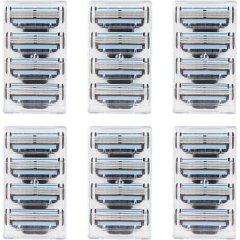24 lames de rasoir, recharges compatibles avec le manche Mach 3, triple lame, conception anti-obstruction, bandes lubrifiantes douces, idéal pour les peaux sensibles
