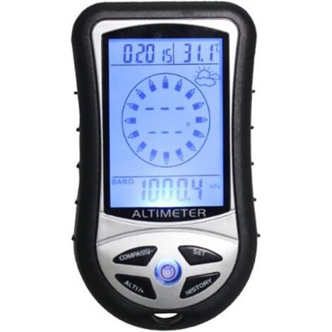 Altimètre numérique électronique 8 en 1 multifonction LCD rétroéclairé Mini altimètre baromètre boussole thermomètre prévisions météo calendrier (1/4)