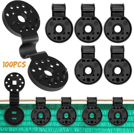 Lot de 100 clips toile ombrage avec œillet – Fixation anti-UV – Pour brise-vue, filets – Robustes
