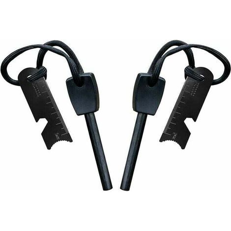 Pierre à Feu de Survie,Allume Feu avec Grattoir, Waterproof, 10,000 Etincelles à 3,000 Degrés, Barre 8 mm, Fire Steel en Magnesium - Fire Starter,Lanière de Cou,Grattoir Multi-Outils(2 pièces) (1/5)