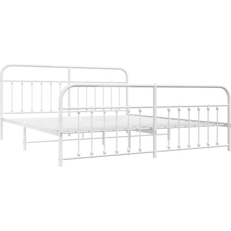 vidaXL Cadre de lit métal sans matelas et pied de lit blanc 200x200 cm (1/5)