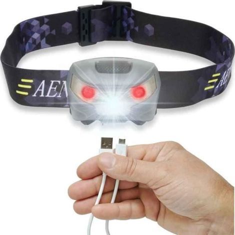 Lampada frontale a LED ricaricabile tramite USB - 5 modalità - 6000K - Classe energetica A+ (1/4)