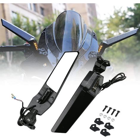 Pacewalker verstellbarer Aluminium-Rückspiegel für Motorräder, kompatibel mit Kawasaki Ninja 400 650 Zx10r Zx6r Zx-636 (2018-2022) und Honda Su-White, mit Beleuchtung.
