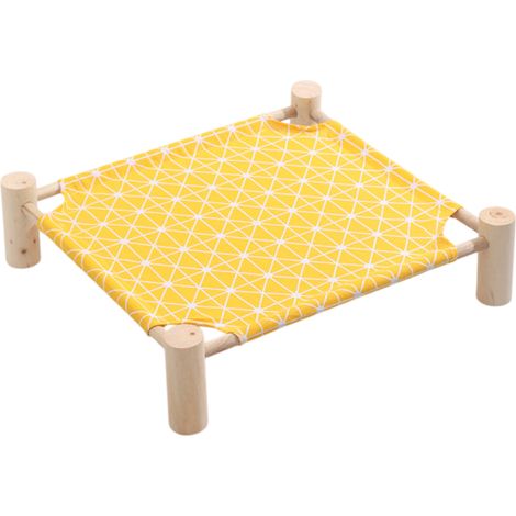 1 lit pour chat, structure en bois surélevée, tissu respirant, usage intérieur/extérieur, adapté chat chien lapin (1/5)