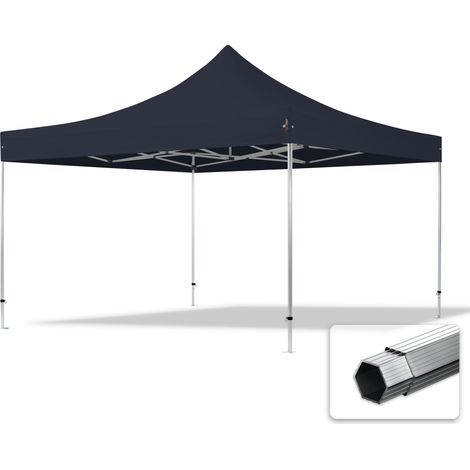 4x4m Pop Up Gazebo PROFESSIONAL Aluminium 40 mm, fire resistant, black Long-Life PVC