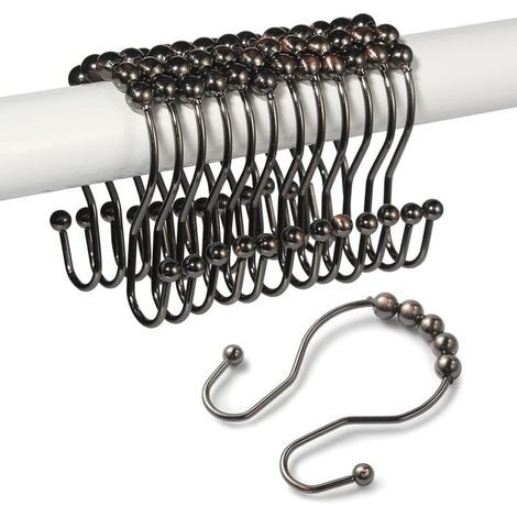 12 crochets pour rideau de douche, joint de rideau de douche antirouille (1/5)
