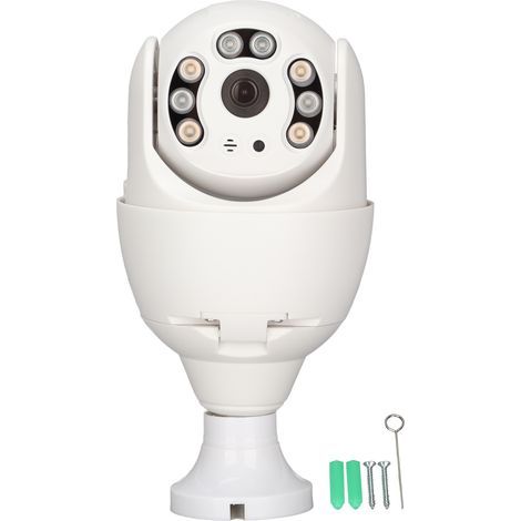 WiFi Light Bulb Camera 1920 X 1080 Wireless Home Surveillance Camera with Two Way Audio Infrared Lighting DP18 White (1/4)