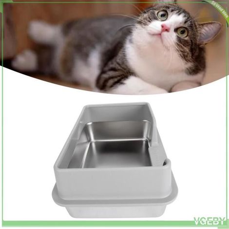Bac à litière pour chat - FAFEICY - Modèle S - Acier inoxydable - Entrée latérale côtés fermés anti-éclaboussures - 50x35x20 cm (1/5)