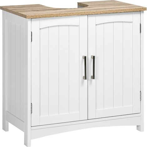 Meuble sous l’évier de style moderne 60x30x60 cm blanc Meuble de sol en bois (1/5)