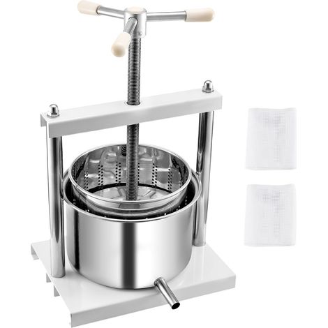 Pressoir à Fruits 5L, 2 Fûts Inox, Presse Manuelle pour Jus, Cidre, Raisin, Teinture, Miel, Huile d'Olive, Poignée Triangulaire, Extérieur & Cuisine (1/5)