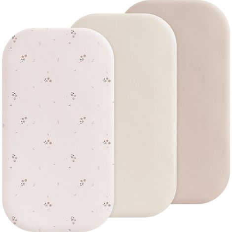 Cododo Set of 3 Fitted Sheets 50 x 90 cm Microfibre Breathable Elastic Baby for Pushchair Cot Bed (Pale Pink) (1/5)