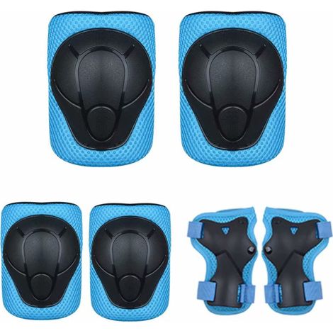 Ensemble de doublure de protection à branchement direct pour enfants, équipement de protection, genouillères pour enfants (noir + bleu) (1/5)