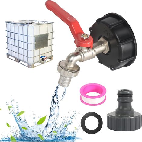 1 Adaptateur Réservoir IBC, Filetage 1/2", Laiton Nickelé, Robinet Cuve 1000L, Jardin (1/5)