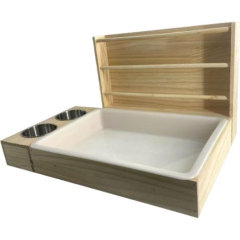 Wooden Hay Rack, Rabbit Hay Feeder, Wooden Hay Feeder with Litter, Grass Food Stand for Small Animals Hay Herder for Ferrets (1/5)