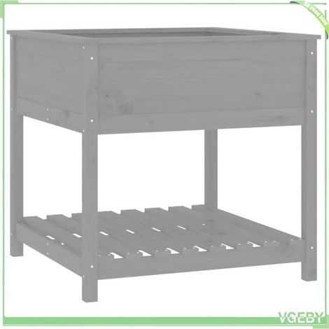 Jardinière surélevée - FAFEICY - 823796 - Bois de pin massif - Gris - Étagère, bac profond (1/5)