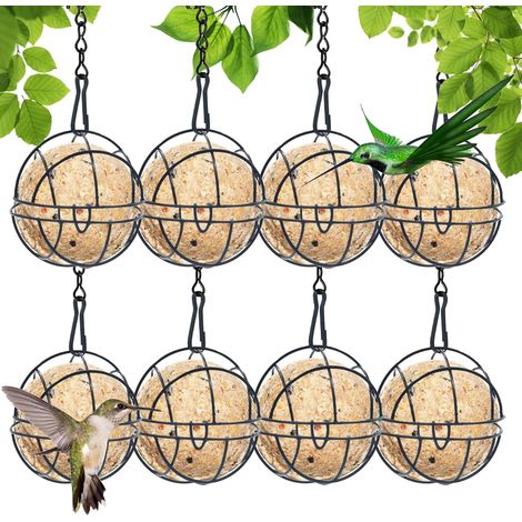 Mangeoires suspendues pour oiseaux sauvages, lot de 8 boules en métal, idéales pour l'extérieur. (1/5)
