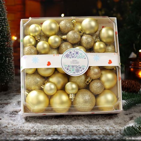 Boule De Noel - 44 Pièces En Plastique Doré - Ornement Pour Arbre De Noël - Décoration Festive Intérieure (1/5)