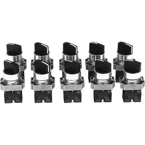 Bouton rotatif XB2 à 3 positions, 10 pièces, bouton autobloquant pour outils électriques, lampes de véhicules, AC240V (1/5)