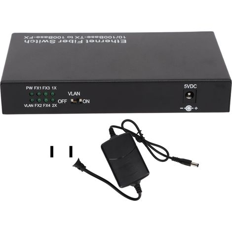 Switch Ethernet Optique 6 Ports 10/100Mbps RX1550 TX1310nm Indicateur LED Commutateur Rapide Réseau 100-240V Prise US (1/5)