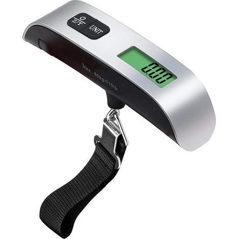 Balanza para equipaje, portátil, LCD, digital, 50 kg, plata/negro (1/5)