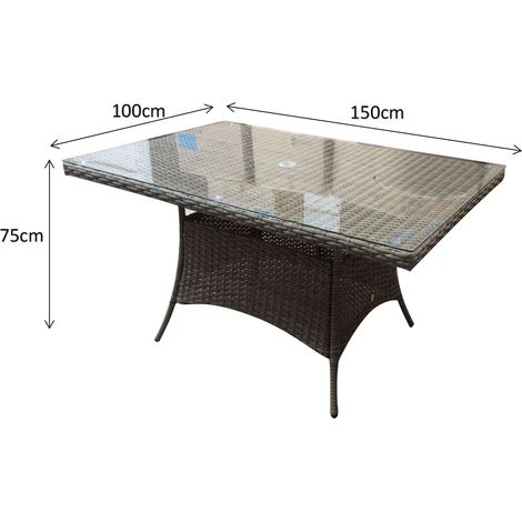 Signature Weave Florence Wicker 6 Seater Rectangular Dining Table Brown