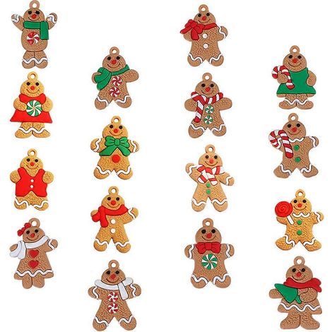 16 pièces décorations Para Arbol De Navidad PVC pain d'épice homme pendentif arbre De noël pendentif pain d'épice homme suspendu ornement (1/5)