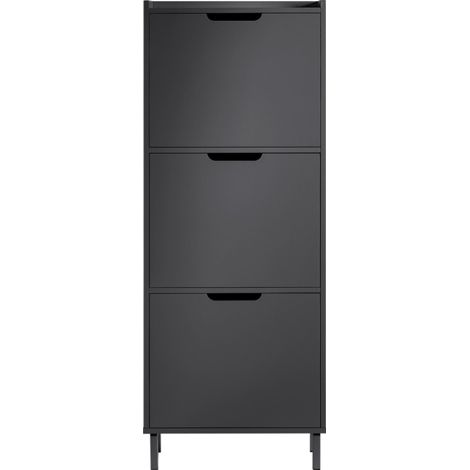 SoBuy Scarpiera Con Ribalte Scarpiera Con Ripiani Scarpiera Portascarpe Salvaspazio 3 ante Nero L50xP19xA129cm FSR151-H-SCH