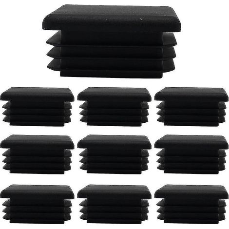 Capuchons carrés noirs en plastique pour pieds de chaise, embouts de tube, bouchons d'extrémité, lot de 20, 20 mm, protection sol, antidérapant, finition lisse.