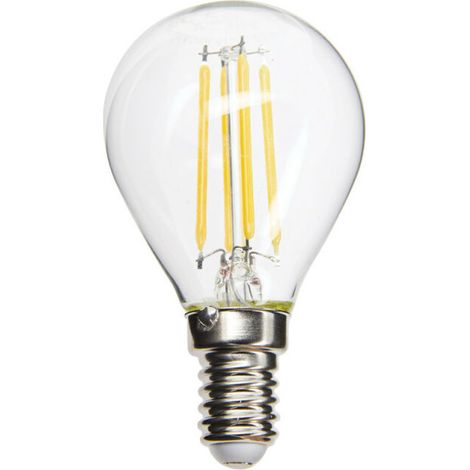 LED-Filament-Glühbirne P45 E14, 4 W (entspricht 40 W), warmweißes Licht (2700 K), dimmbar, bleifrei, RoHS-konform – ideal für Kronleuchter und Wandlampen