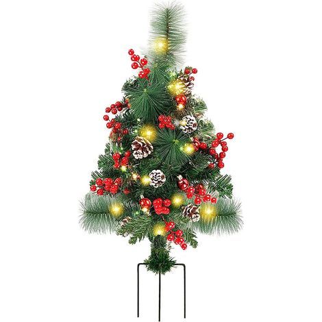 Sapin De Noël Avec Guirlandes Lumineuses Intégrées,Décoration D'Extérieur Avec Baies Et Pommes De Pin Décoration De Guirlandes Lumineuses Pour Sapin De Noël,Pour le Jardin le Porche d'Entrée l'Allée (1/5)