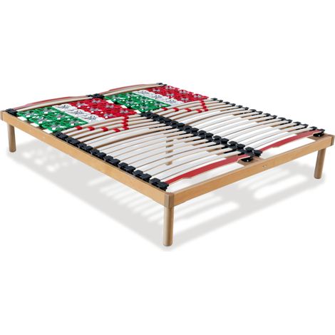 EVERGREENWEB Rete Letto FUTURA Tutte le Misure, Ortopedica in Legno con Doghe in Faggio, Made in Italy, Struttura Rinforzata, Regolatori di Rigidità