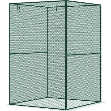 Cage culture plantes, cadre acier, vert, 120x120x180 cm, porte roulante, jardin terrasse, serre (1/5)